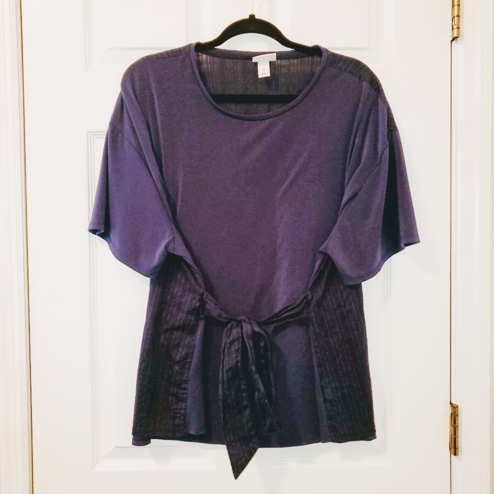 Ava & Viv Navy Knit Short Sleeve Casual Top